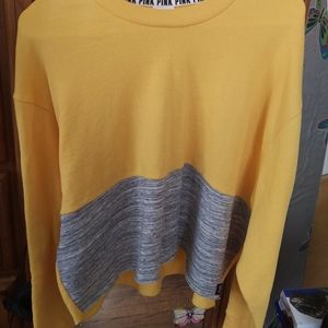 Yellow & gray Victoria's Secret pink crop sweater